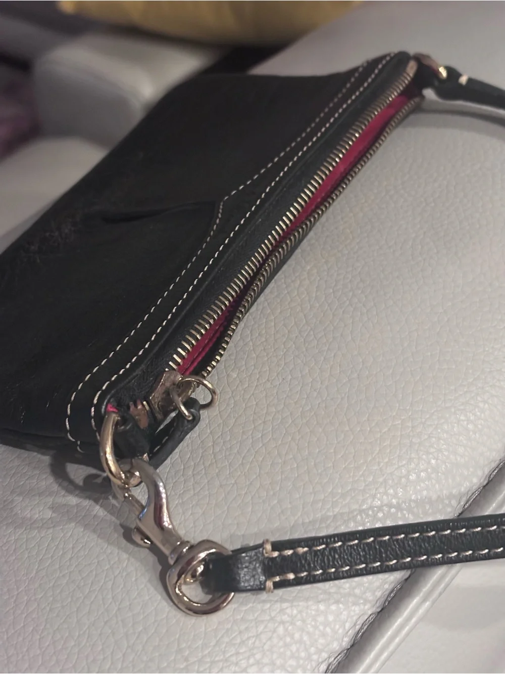 Dooney & Bourke Black Leather Mini Bag Red Lining‎ Convertible Wristlet Purse